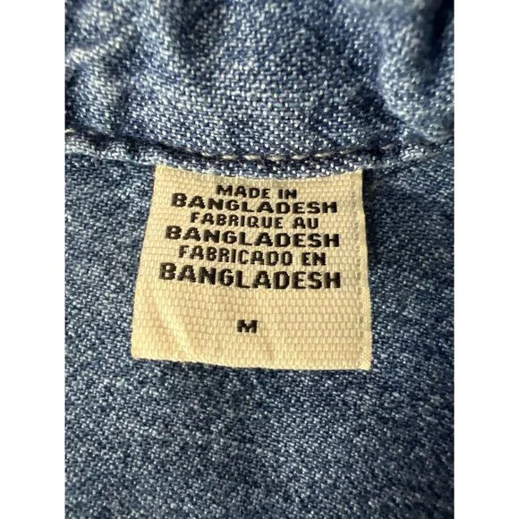 Levi's Western Shirt Dylan Jean Oversized Pearl-Snap Women Sz M - Picture 3 of 7